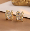 18K Gold Plated H Letter Earrings with Micro-Pave Zircon