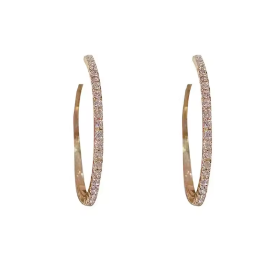 Luxury Gold-Plated Diamond Hoop Earrings for Women