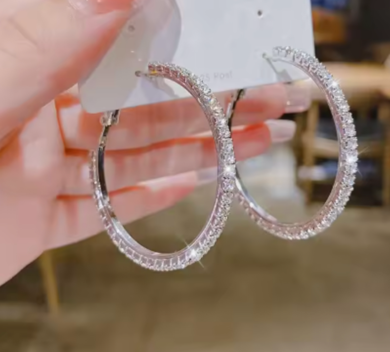 Luxury Gold-Plated Diamond Hoop Earrings for Women