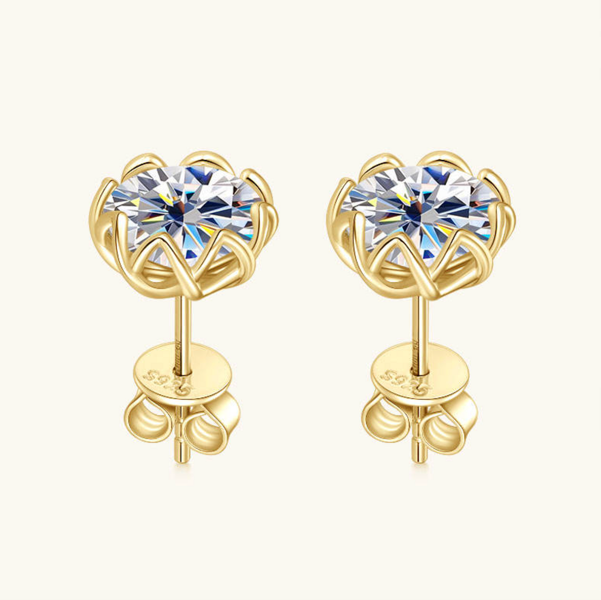925 Sterling Silver Moissanite Flower Cluster Stud Earrings
