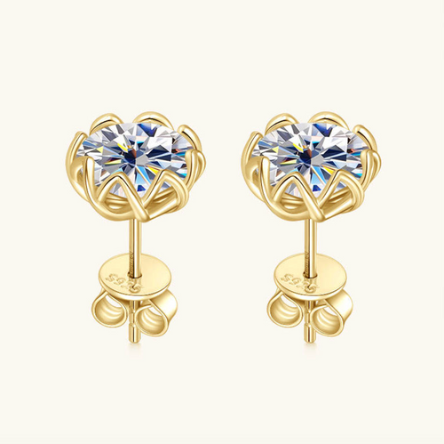 925 Sterling Silver Moissanite Flower Cluster Stud Earrings