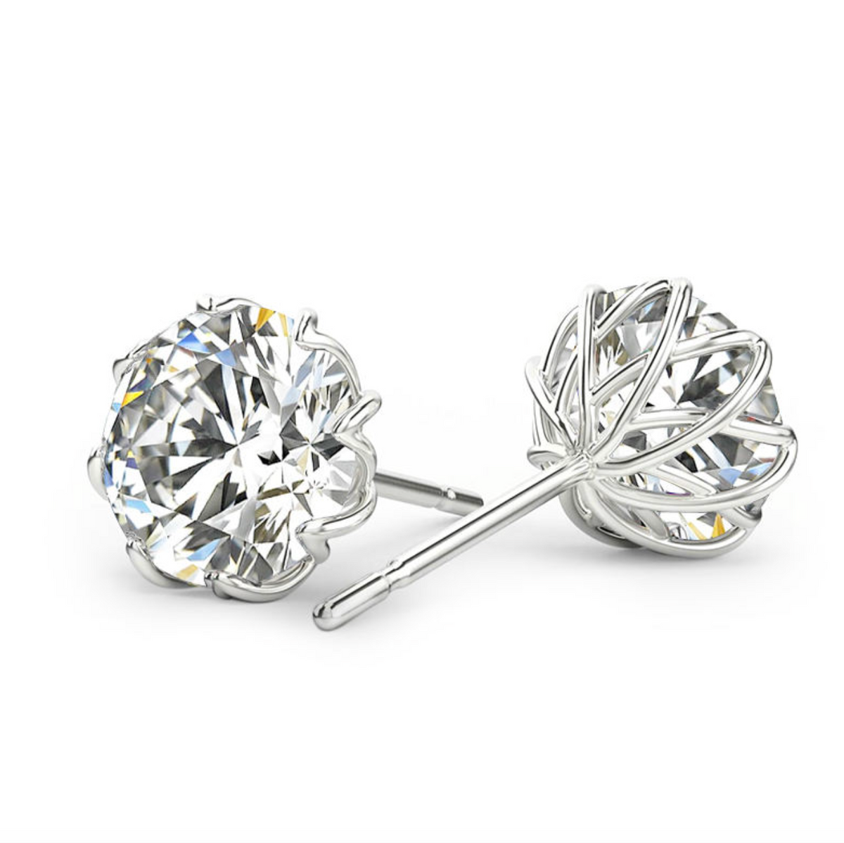 925 Sterling Silver Moissanite Flower Cluster Stud Earrings