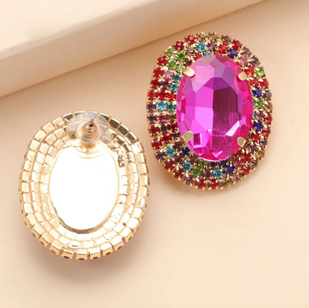 Dazzling Crystal Rhinestone Statement Stud Earrings for Women