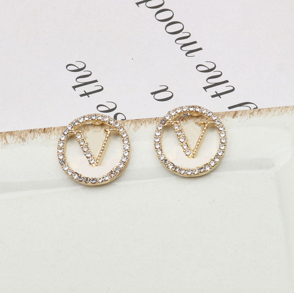 Luxury Letter Gold Stud Earrings for Women