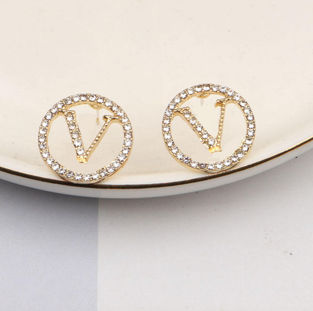 Luxury Letter Gold Stud Earrings for Women