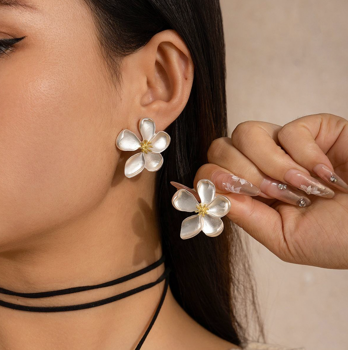 Luxury Gold Plated Flower Stud Earrings for Women