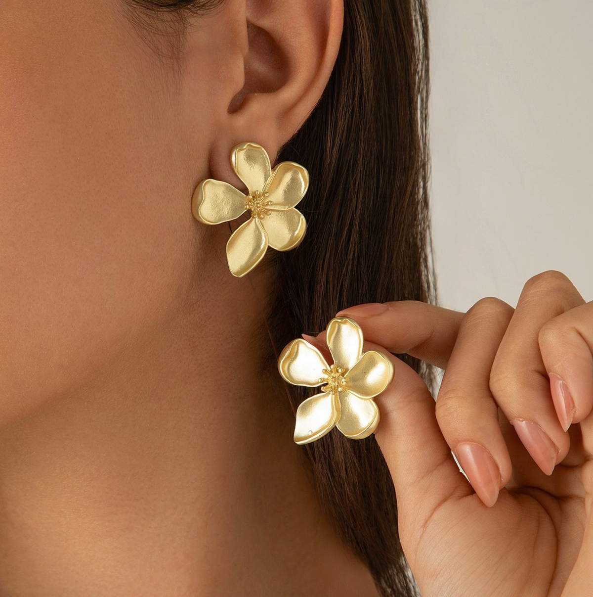 Luxury Gold Plated Flower Stud Earrings for Women