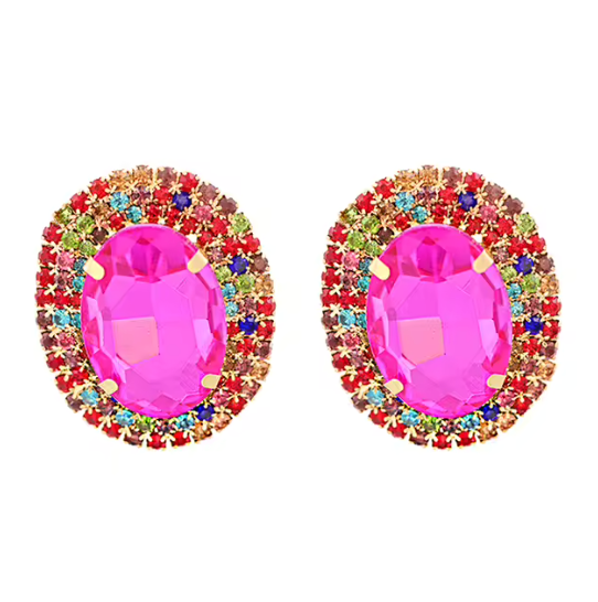 Dazzling Crystal Rhinestone Statement Stud Earrings for Women